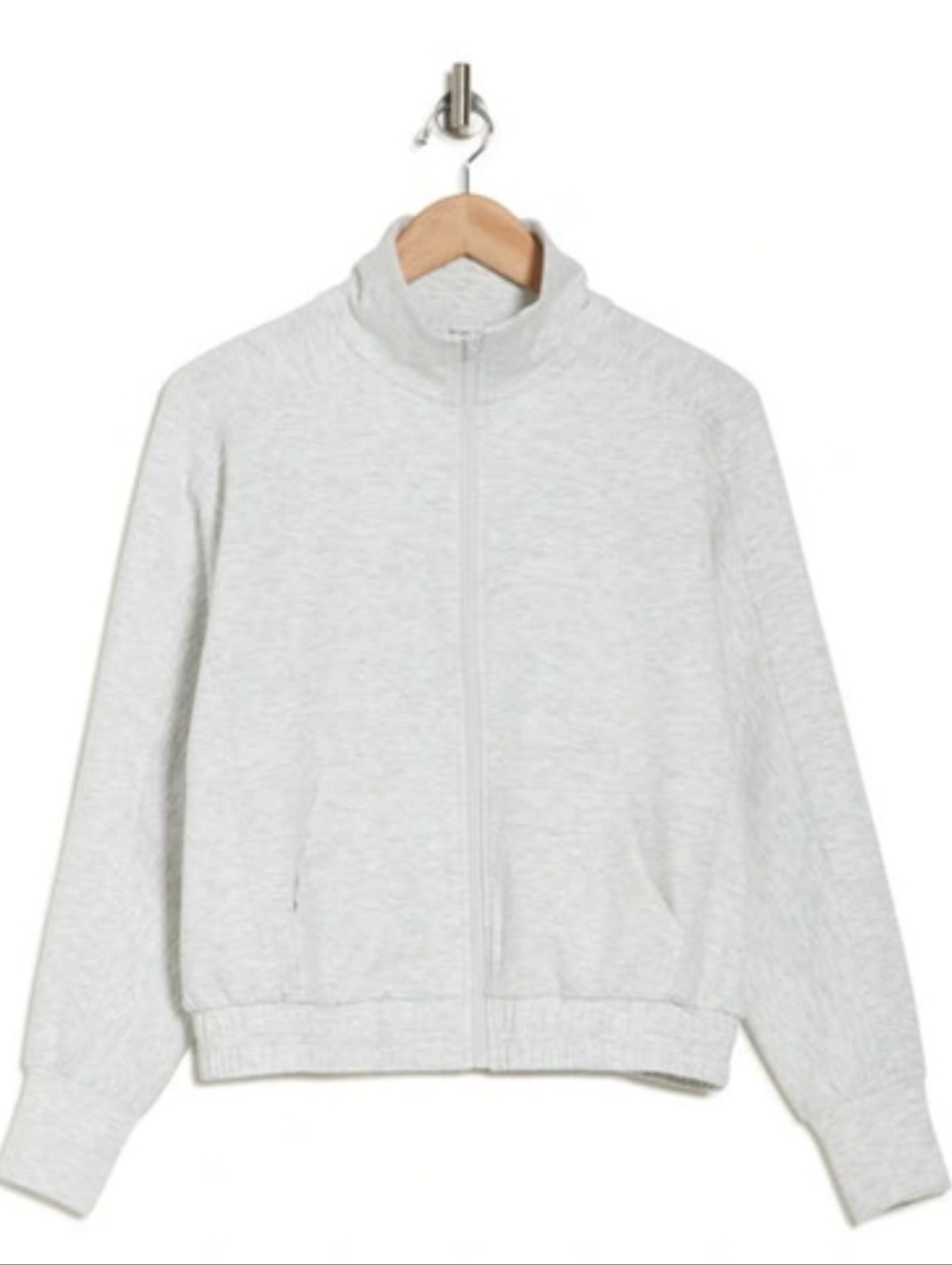 Yogalicious Heather Light Gray Full-Zip Scuba Jacket